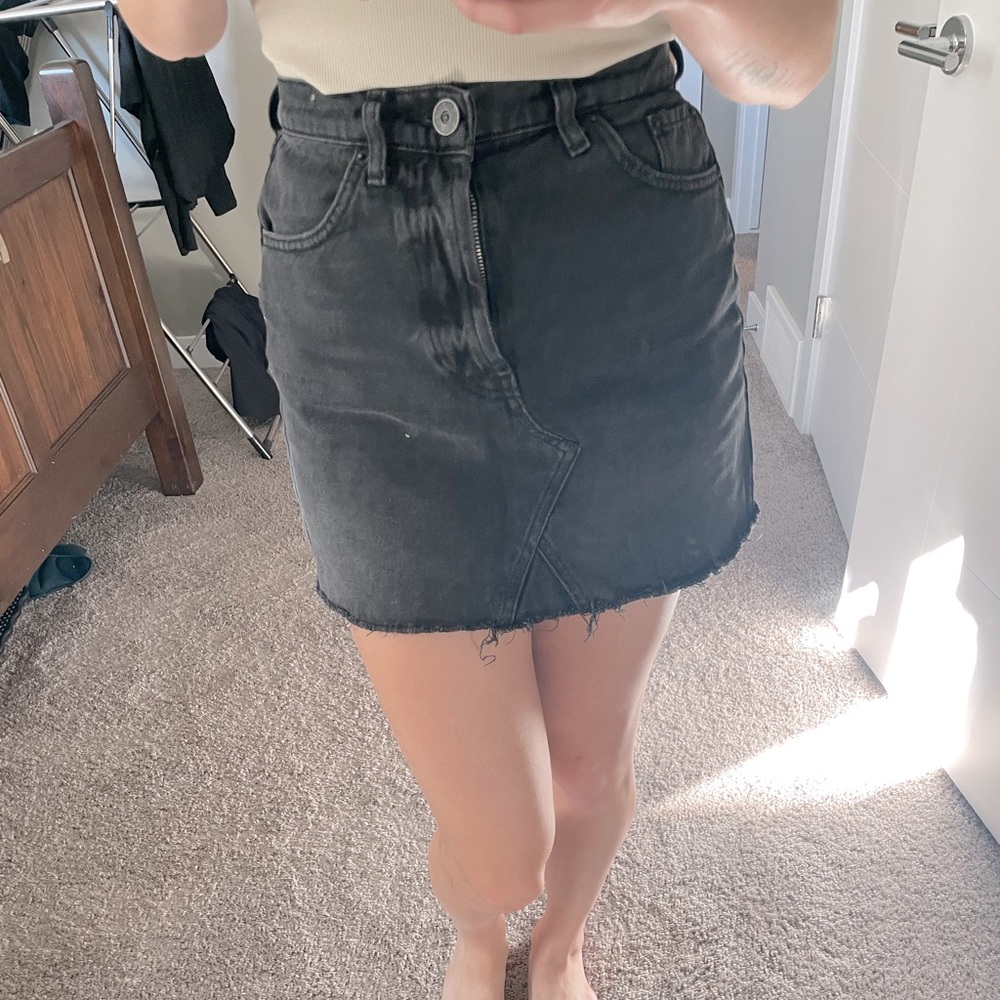 BDG black denim mini skirt
